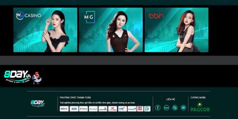 Những điều thu hút đến với sảnh chơi live casino tại nhà cái 8day