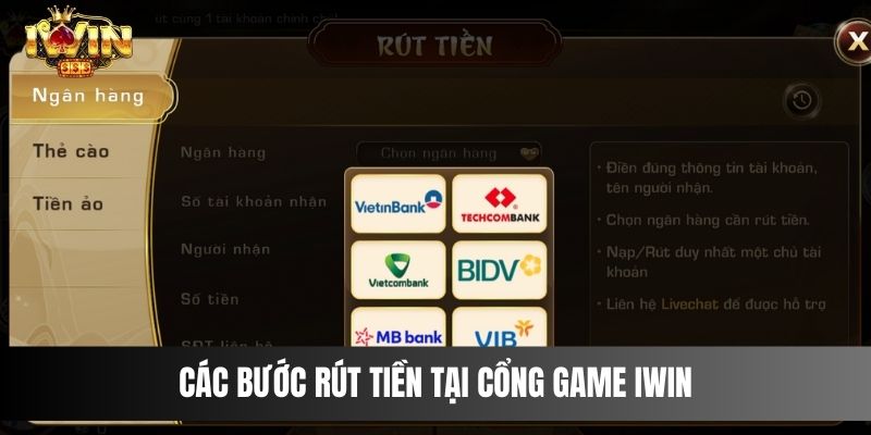 Các bước rút tiền tại cổng game IWIN